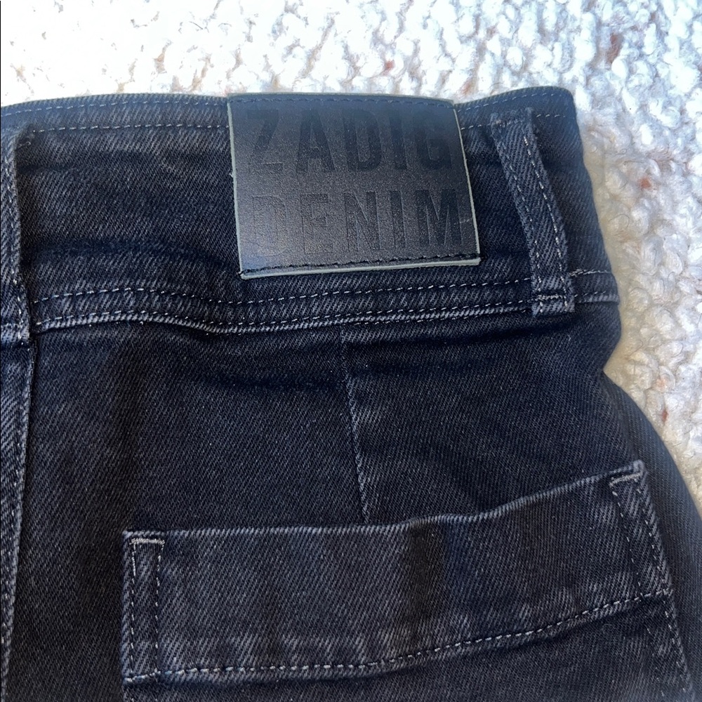 Zadig & Voltaire Jima Denim Ombre Deep Tie Dye High Waist Straight Mini Skirt XS - Picture 4 of 6